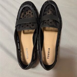 Torrid Black Mesh Polka Dot Loafers